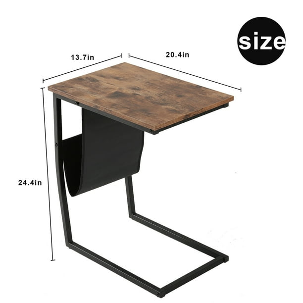 Mobile Snack Table for Coffee Laptop Tablet Industrial Side Table